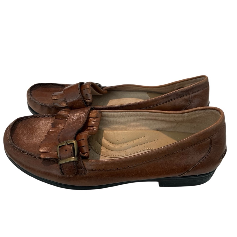 Earth Spirit Brown Leather Loafers with Fringe